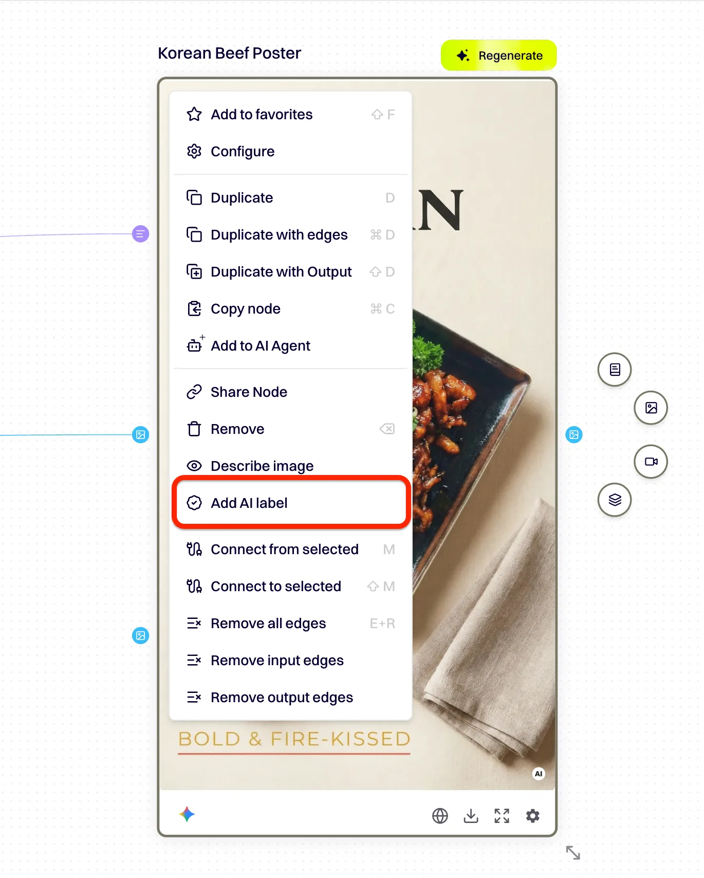 Menu kontekstowe grafiki w DFIRST z zaznaczoną opcją „Add AI label”