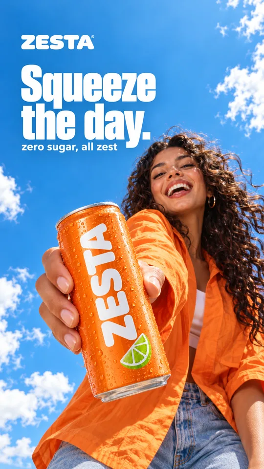 The same ZESTA ad rebuilt for a 9:16 story
